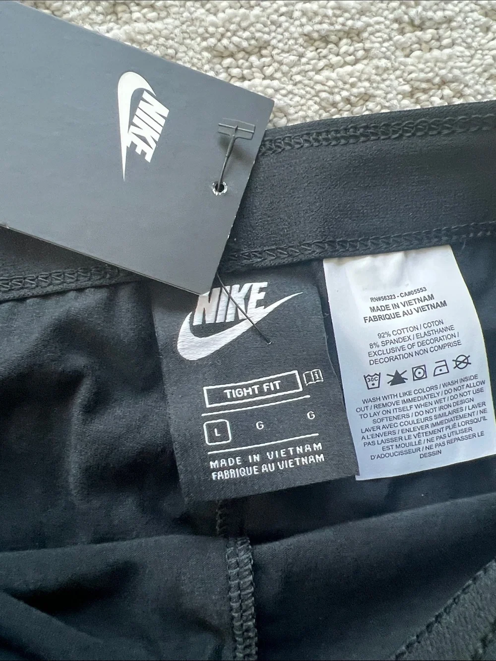 Nike Black Kids Leggings with White Swoosh